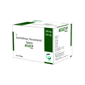 box of aceclofenac paracetamol brand of chemsroot pharmaceutical acilet-p